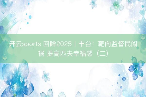 开云sports 回眸2025丨丰台：靶向监督民闯祸 提高匹夫幸福感（二）