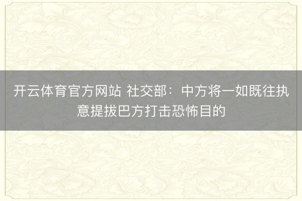 开云体育官方网站 社交部：中方将一如既往执意提拔巴方打击恐怖目的