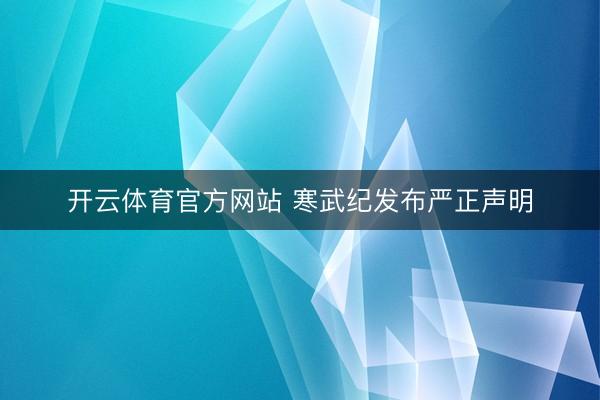 开云体育官方网站 寒武纪发布严正声明