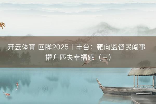 开云体育 回眸2025丨丰台：靶向监督民闯事 擢升匹夫幸福感（三）