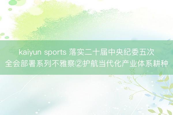 kaiyun sports 落实二十届中央纪委五次全会部署系列不雅察②护航当代化产业体系耕种