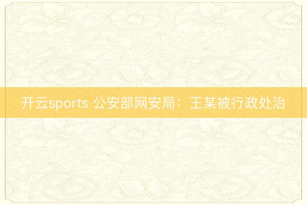 开云sports 公安部网安局:王某被行政处治