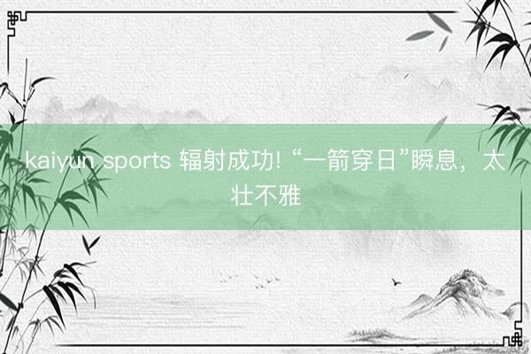 kaiyun sports 辐射成功! “一箭穿日”瞬息，太壮不雅