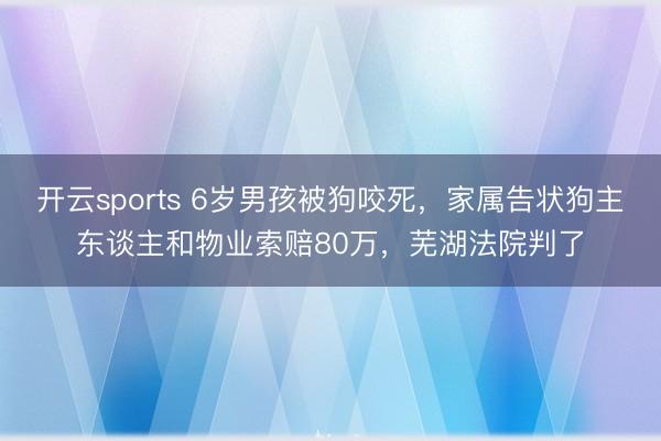 开云sports 6岁男孩被狗咬死，家属告状狗主东谈主和物业索赔80万，芜湖法院判了