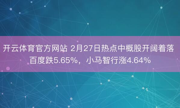 开云体育官方网站 2月27日热点中概股开阔着落 百度跌5.65%,小马智行涨4.64%