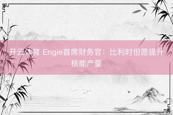 开云体育 Engie首席财务官：比利时但愿提升核能产量