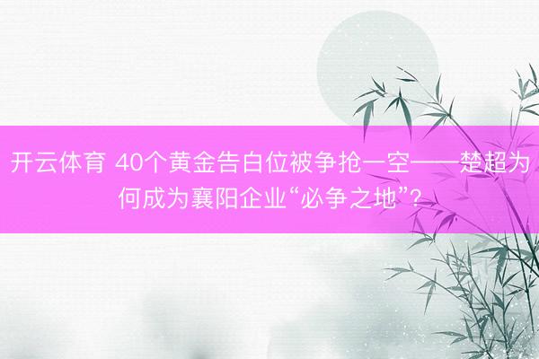 开云体育 40个黄金告白位被争抢一空——楚超为何成为襄阳企业“必争之地”？
